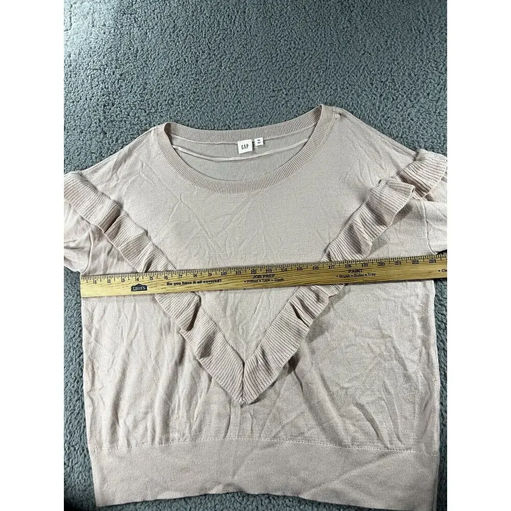 Gap Sweater Women 2XL Merino‎ Wool Boat Neck Ruffle Cottagecore Peasant Casual